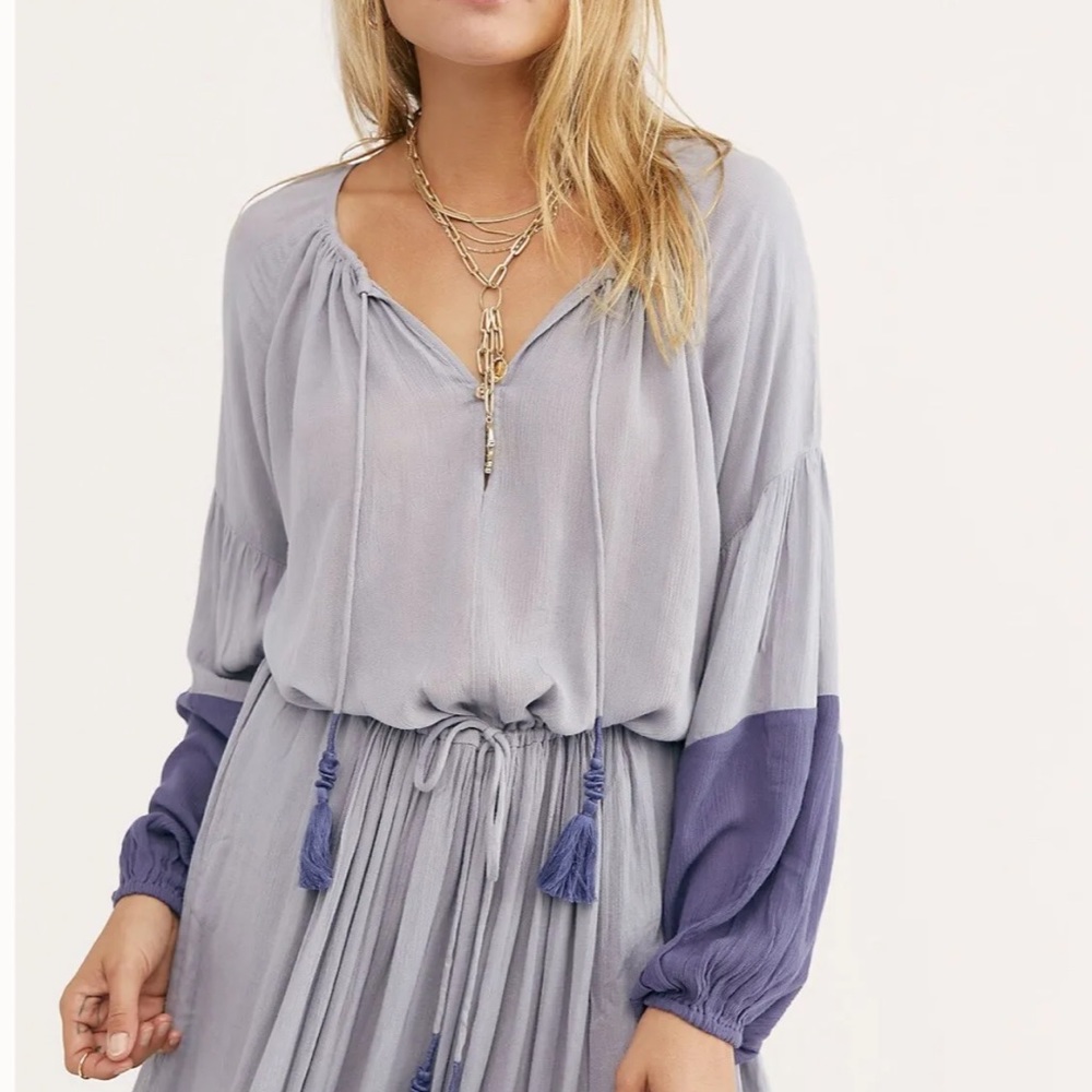 Color-blocked boho midi dress
